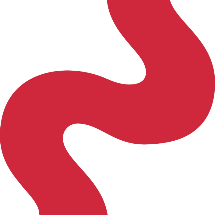 Smooth red curved line forming an S-shape wave against a solid white background.